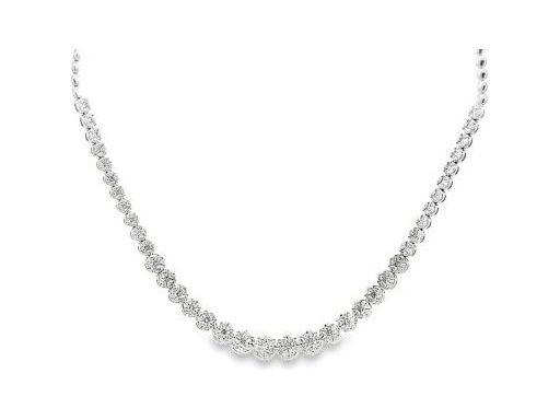 18K White Gold Necklace with Natural Princess Cut Diamonds and Natural Marquise Cut Diamonds